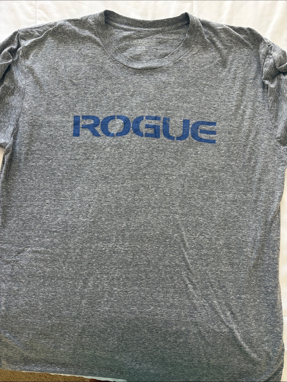 Rogue Men's Gray Short Sleeve Tee with Blue Logo